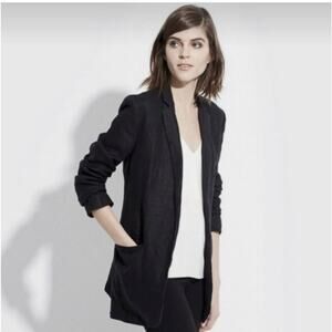 AYR Black Basic Lagenlook Coastal Granmda‎ Relaxed The Rumpled Linen Blazer 6